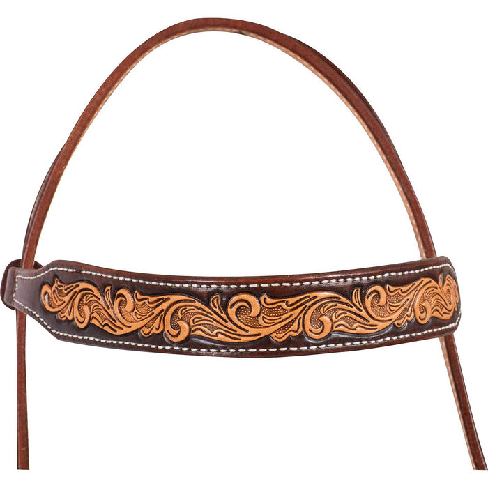 Martin Saddlery Browband Headstall with Scroll Tooling Color Brown
