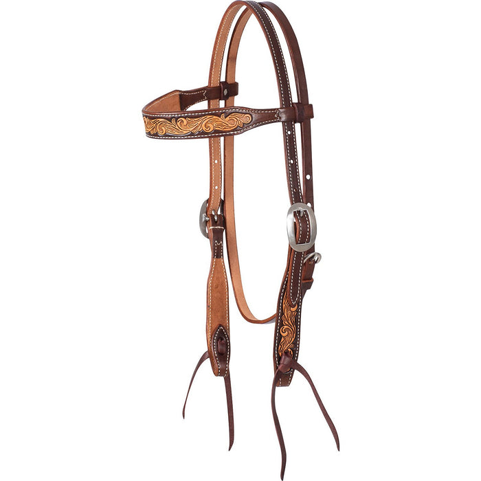 Martin Saddlery Browband Headstall with Scroll Tooling Color Brown