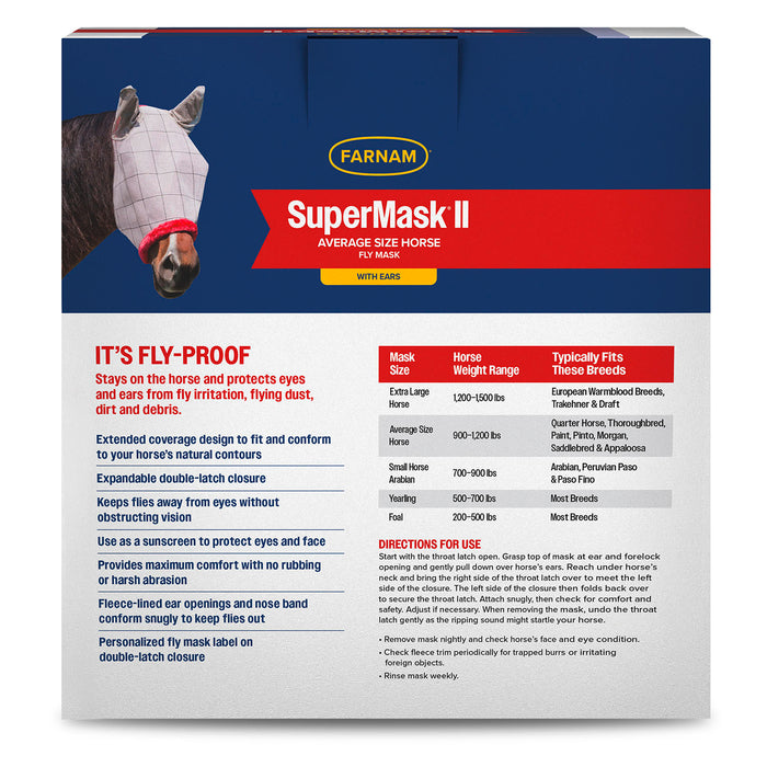 Farnam SuperMask II Classic Horse Fly Mask with Ears