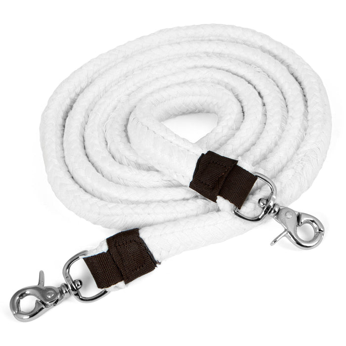 Jeffers Flat Braid Cotton Roping Rein, 7' White