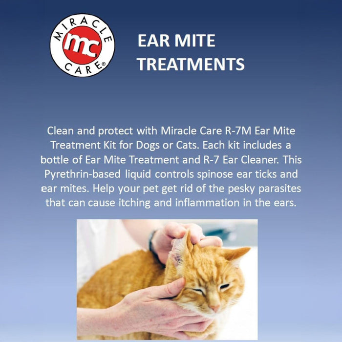 Miracle Care R-7 Ear Mite Treatment & Cleaner Kit for Dogs & Cats