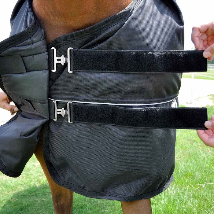 Jeffers Supreme Plus 1680 Denier Heavy Weight Horse Turnout Blanket, 360 gram fill, Black