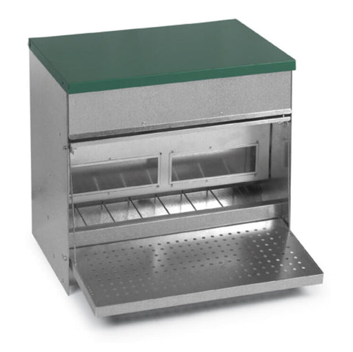 Galvanized Treadle Feeder with Green lid 44 lb  