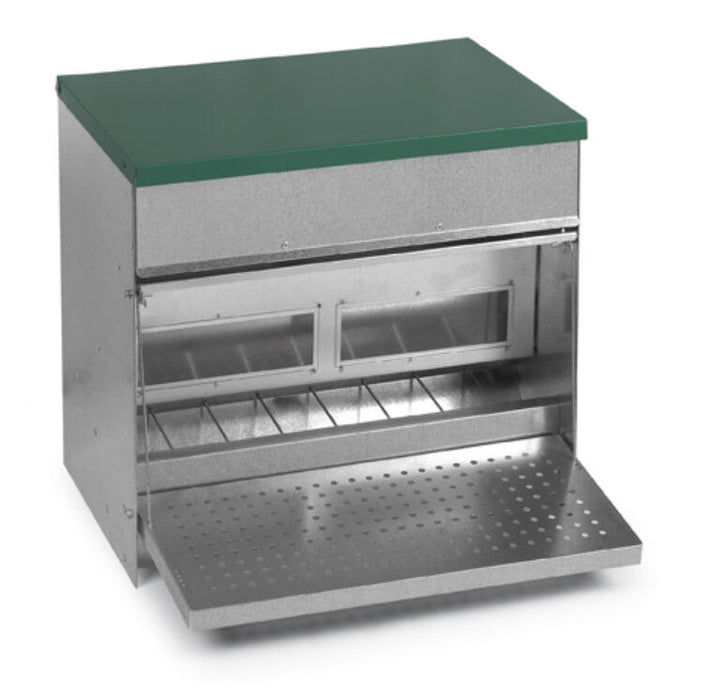 Galvanized Treadle Feeder with Green lid 44 lb  
