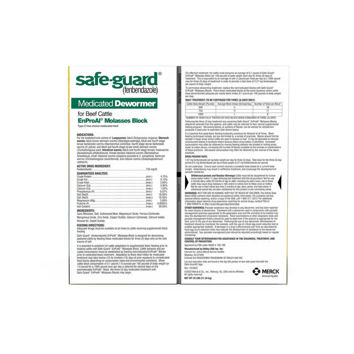 Safe-Guard Cattle Medicated Dewormer Block, 25 lb