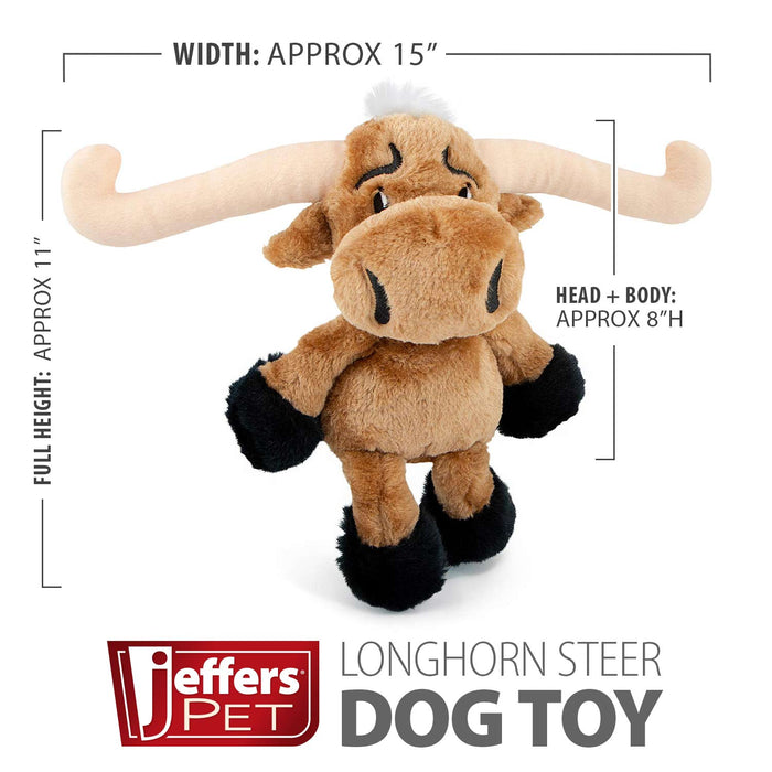Jeffers Plush Longhorn Steer Squeaker Dog Toy, 8"