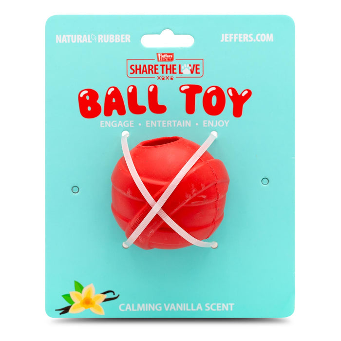 Jeffers Red Orbits Ball Natural Rubber Dental Treat Dispensing Dog Chew Toy
