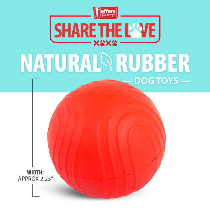 Jeffers Red Bouncing Ball with Waves Natural Rubber Dental Dog Chew Toy for Energetic Play