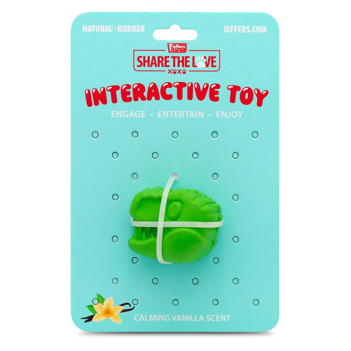 Jeffers T-Rex Natural Rubber Treat Dispensing Dental Dog Chew Toy for Medium Chewers with Vanilla Scent