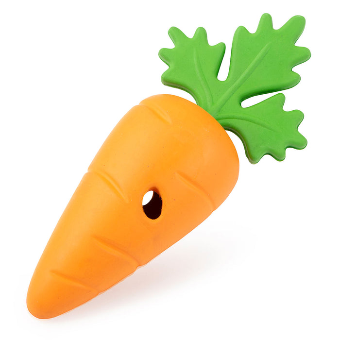 Jeffers Baby Carrot Natural Rubber Treat Dispensing Dog Dental Chew Toy