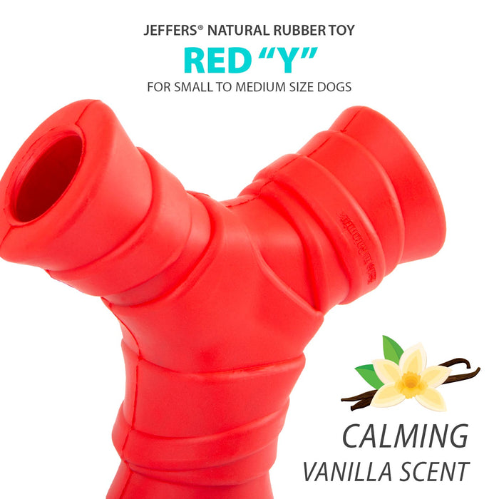 Jeffers Red "Y" Natural Rubber Dental Dog Chew Toy for Medium Chewers