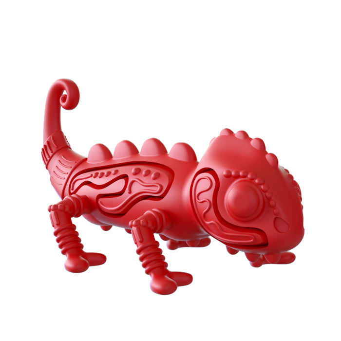 Jeffers Red Chameleon Natural Eco-Friendly Rubber Dental Dog Chew Toy for Medium Chewers