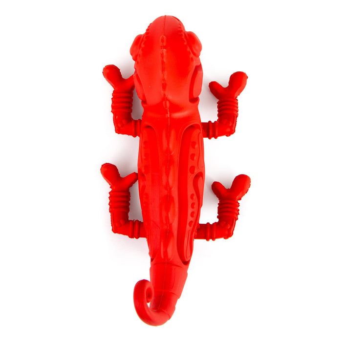 Jeffers Red Chameleon Natural Eco-Friendly Rubber Dental Dog Chew Toy for Medium Chewers