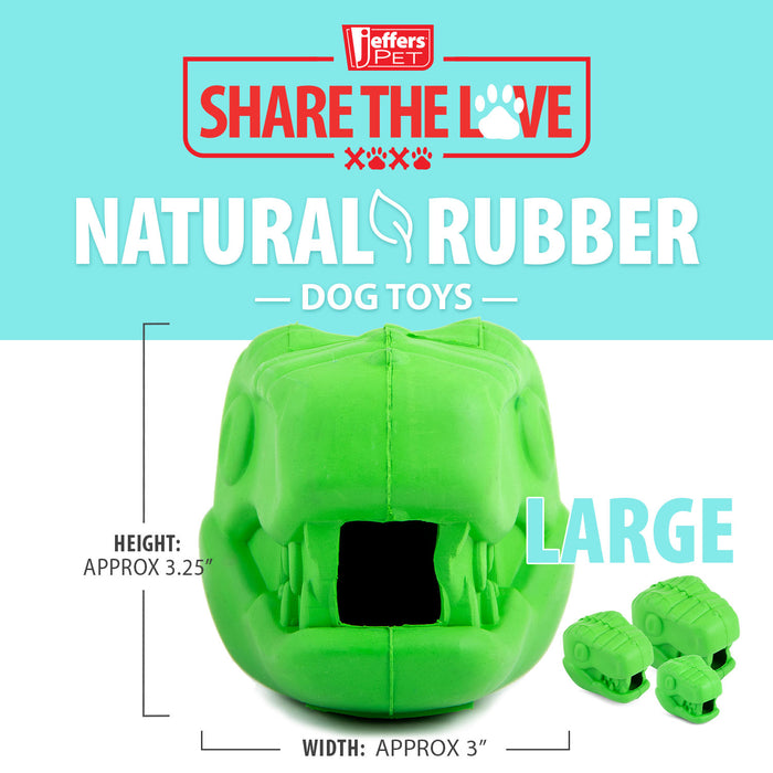 Jeffers T-Rex Natural Rubber Treat Dispensing Dental Dog Chew Toy for Medium Chewers with Vanilla Scent