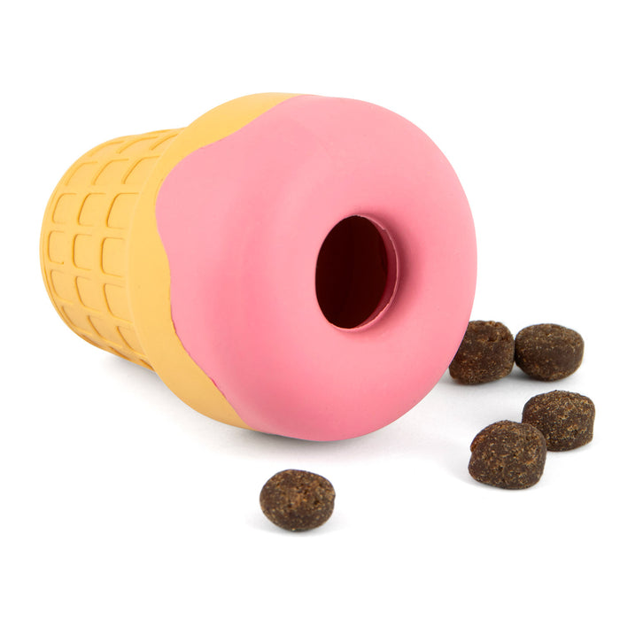 Jeffers Ice Cream Cone Natural Rubber Stuffable Treat Dispensing Dental Dog Chew Toy