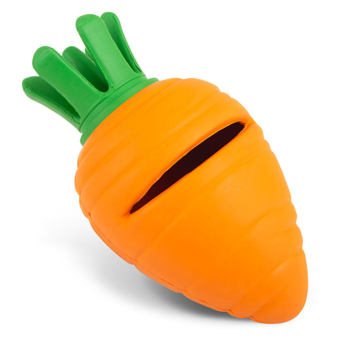 Jeffers Carrot Natural Rubber Treat Dispensing Dental Dog Chew Toy with Slit