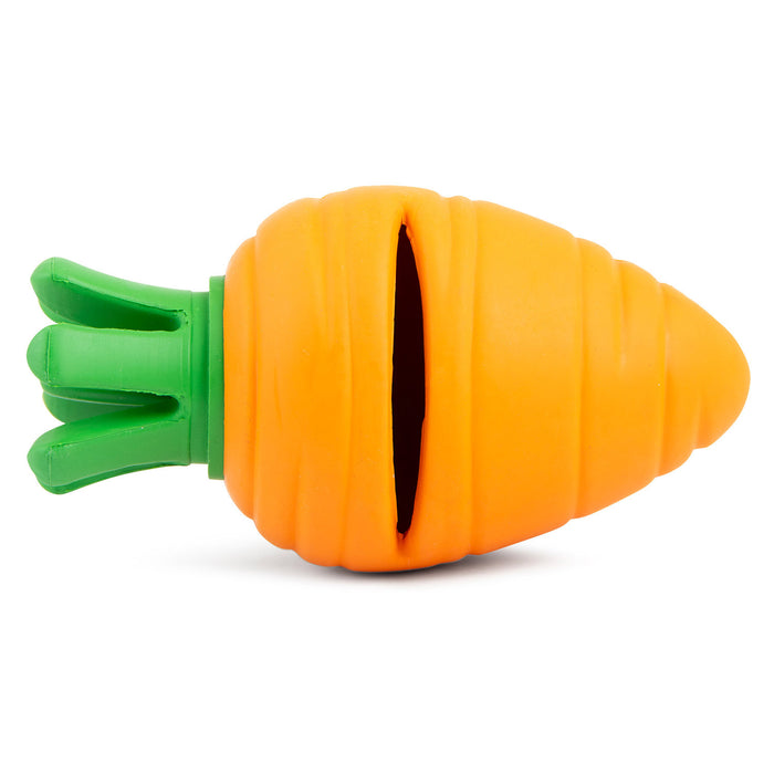 Jeffers Carrot Natural Rubber Treat Dispensing Dental Dog Chew Toy with Slit