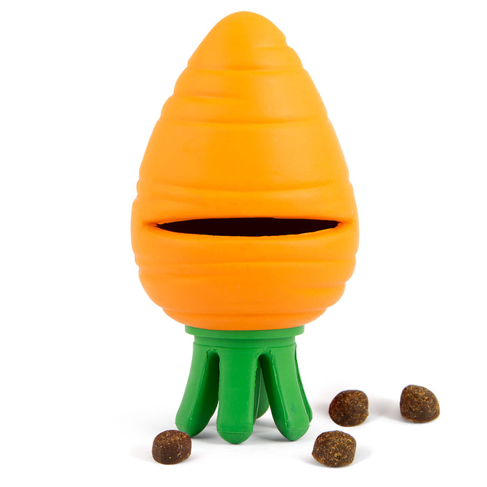 Jeffers Carrot Natural Rubber Treat Dispensing Dental Dog Chew Toy with Slit
