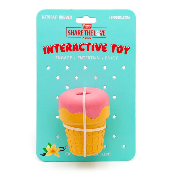 Jeffers Ice Cream Cone Natural Rubber Stuffable Treat Dispensing Dental Dog Chew Toy