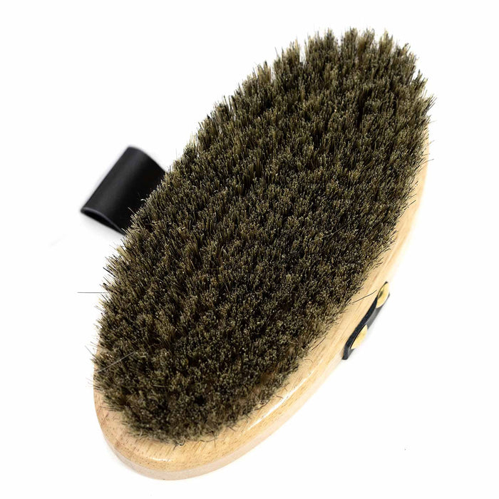 Jeffers Wooden Body Brush with Hand Strap, Stiff Bristle Dandy Grooming Brush