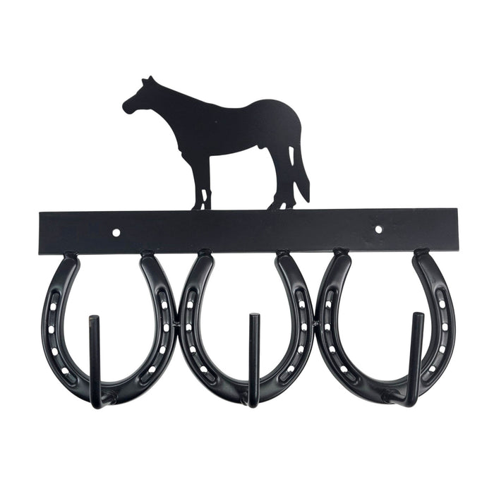 Jeffers Three Horseshoe Tack Rack, 3 Hook Bridle & Halter Holder