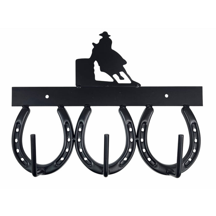 Jeffers Three Horseshoe Tack Rack, 3 Hook Bridle & Halter Holder