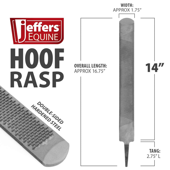 Jeffers Tanged Steel Hoof Rasp – Durable 10" & 14" Rasp for Horses, Ponies, Minis, Goats, and Sheep