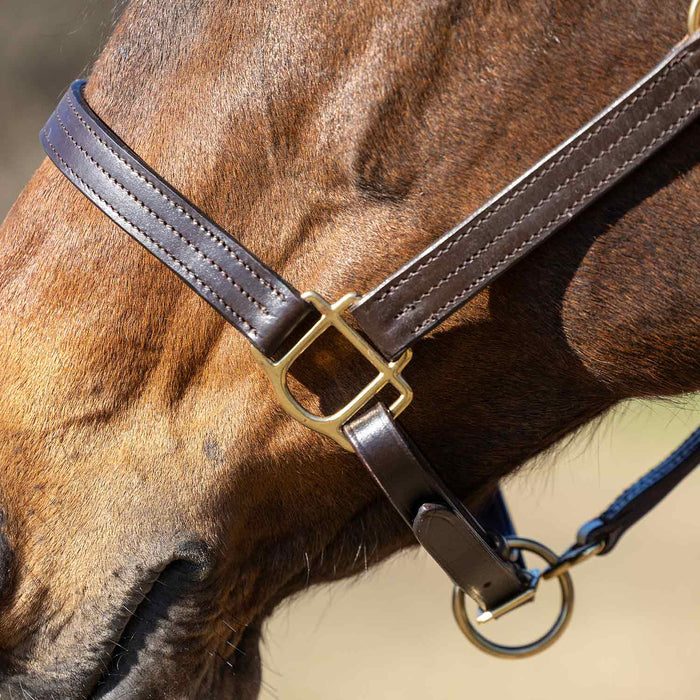 Jeffers Versailles Triple Stitched Adjustable Leather Halter for Horses, Havana