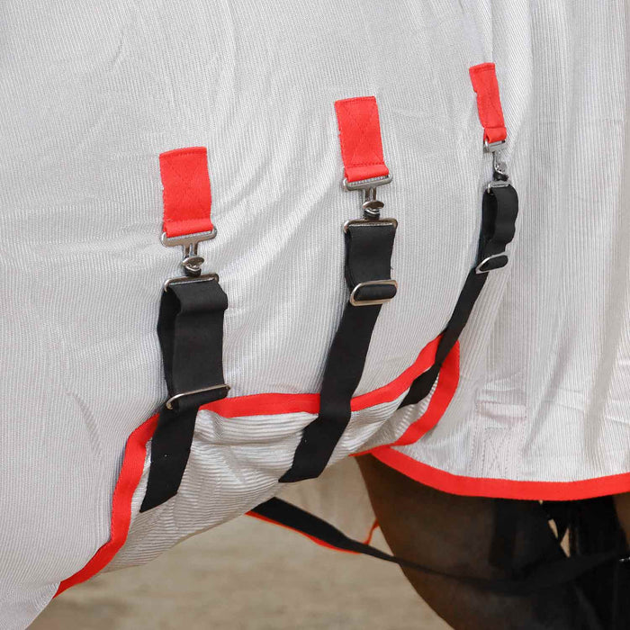 Jeffers Solaris Horse Fly Sheet with Detachable Neck, Grey & Red