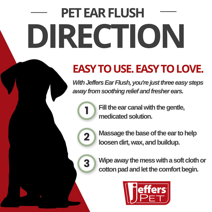 Jeffers Pet Ear Flush Advanced Ear Cleanser with Ketoconazole for Dogs & Cats