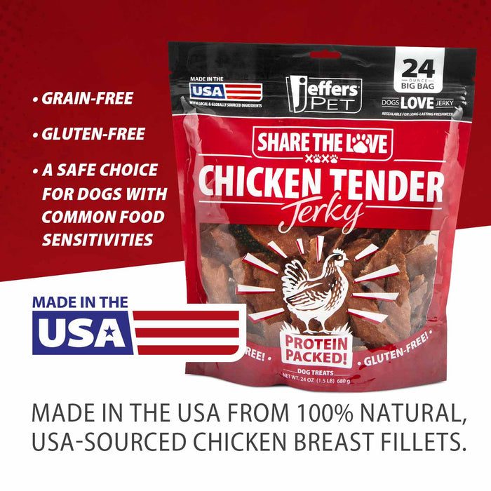 Jeffers Chicken Jerky Healthy Dog Treats, 24 oz 100% Natural Grain-free, Gluten-free, Made in USA