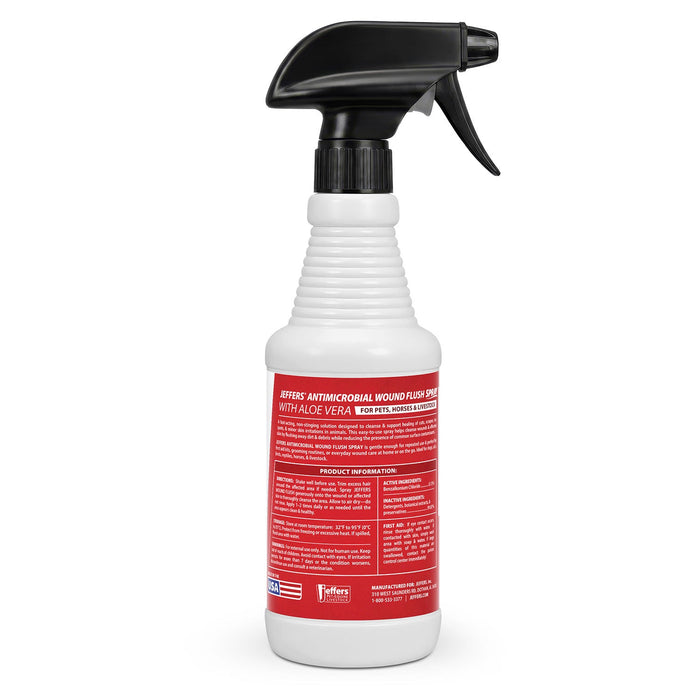 Jeffers Antimicrobial Skin & Wound Flush Spray with Aloe Vera for Pets, Horses & Livestock – 16 ounce