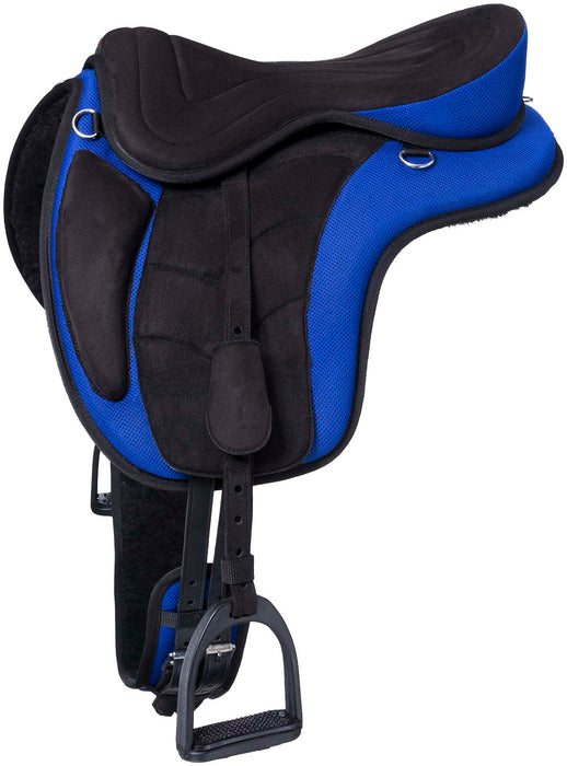 Tough1 Western Treeless Endurance Saddle - JTIA5Z - Black/Blue - Medium - 5