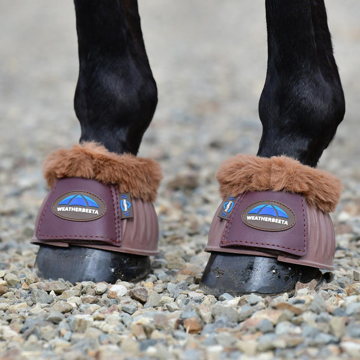 WeatherBeeta Tough-Tec Prime Fleece Trim Rubber Bell Boots Color BROWN/BROWN