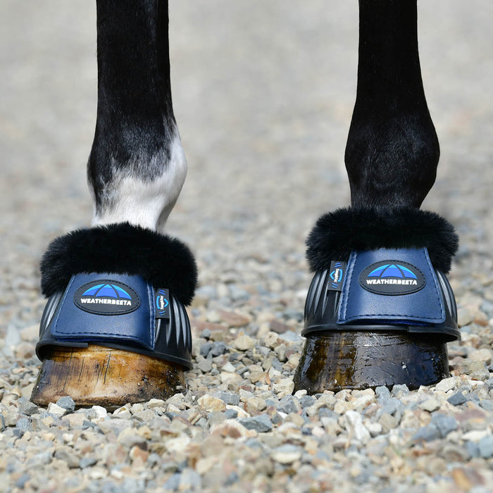 WeatherBeeta Tough-Tec Prime Fleece Trim Rubber Bell Boots Color BLACK/NAVY