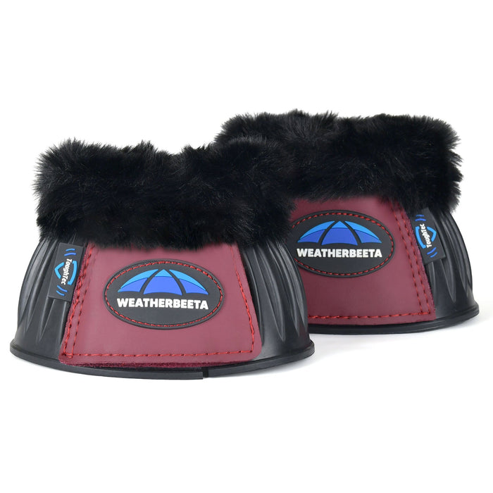 WeatherBeeta Tough-Tec Prime Fleece Trim Rubber Bell Boots Color BLACK/BURGUNDY