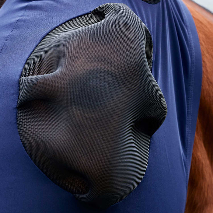 WeatherBeeta ComFITec Luxe Stretch Fly Mask with Ears & Nose, Navy Color Navy
