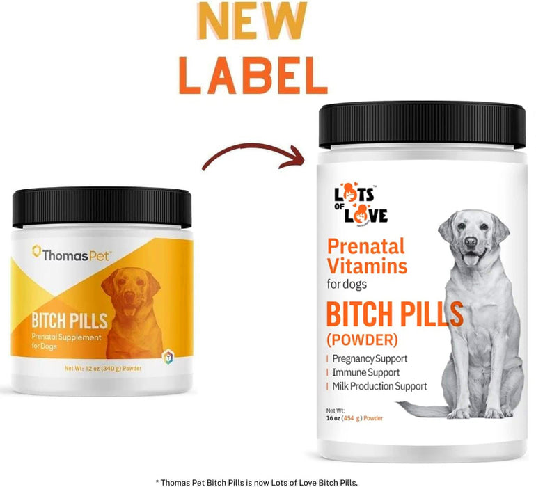 Lots of Love Bitch Pills & Powder - Dog Prenatal & Lactation Supplement for Pregnancy, Nursing & Newborn Support