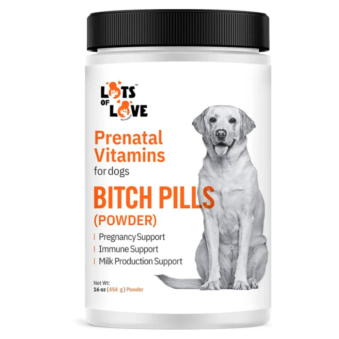 Lots of Love Bitch Pills & Powder - Dog Prenatal & Lactation Supplement for Pregnancy, Nursing & Newborn Support