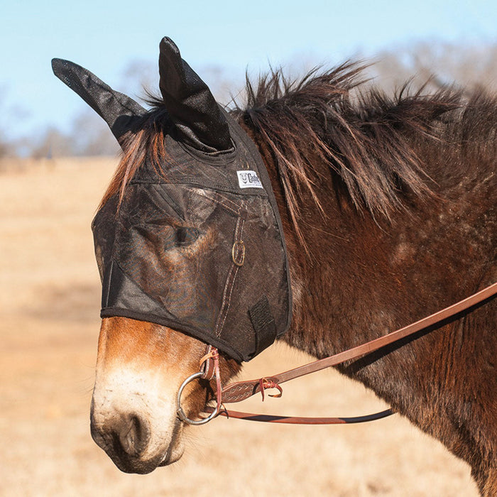 Quiet Ride Fly Mask with Mule Ears, Black, Draft Color Black