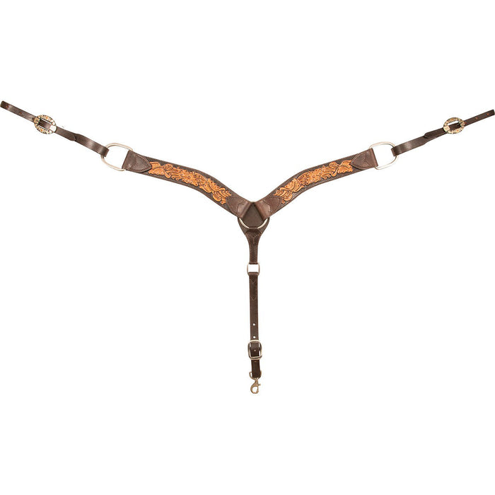 Cashel 2 Two-Toned Floral Tooled Breast Collar Color Brown