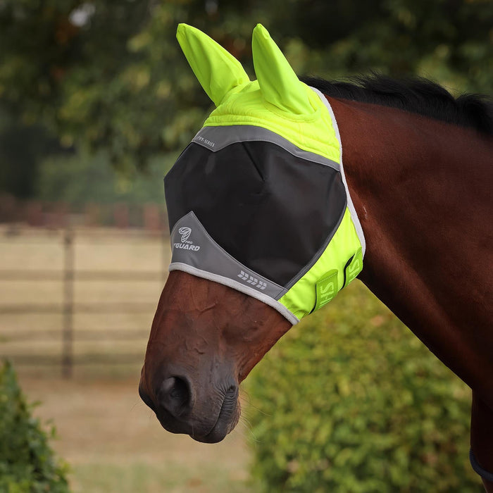 Flyguard Pro Hi-Viz Fine Mesh Fly Mask with Ears Color yellow