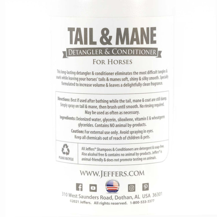 Jeffers Equine Tail & Mane Detangler and Conditioner Spray for Horses