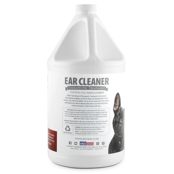 Jeffers Pet Ear Cleaner Solution for Dogs, Cats, Ferrets & Rabbits – Soothes, Cleans, and Deodorizes with Aloe Vera & Eucalyptus