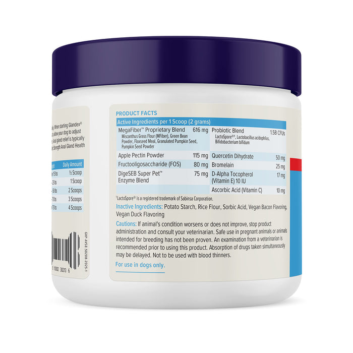 Glandex Advanced Vet Strength Anal Gland Health Powder for Dogs, Duck & Bacon Flavor