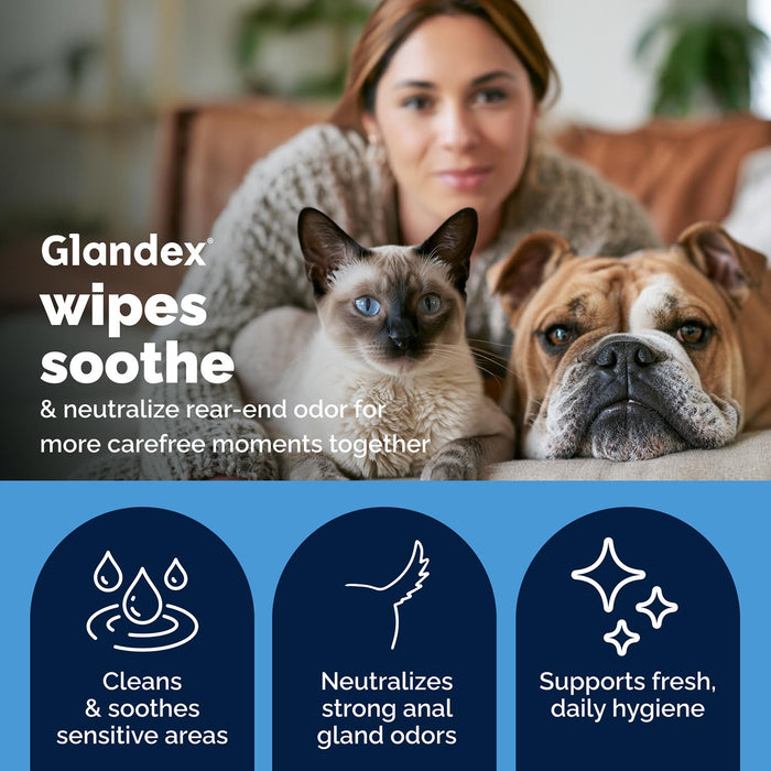 Glandex Rear-End Hygiene Wipes for Dogs and Cats, Fresh Scent