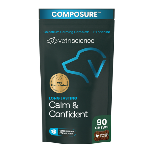 VetriScience Composure Long Lasting Calm & Confident Clinically Tested Chicken Flavored Chews with Ashwagandha, Calming & Anxiety Supplement for Dogs, 90 count Flavor Chicken