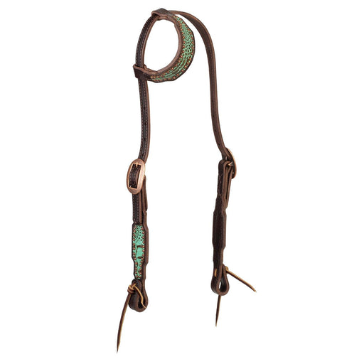 Weaver Turquoise Croc Sliding Ear Headstall Color Brown