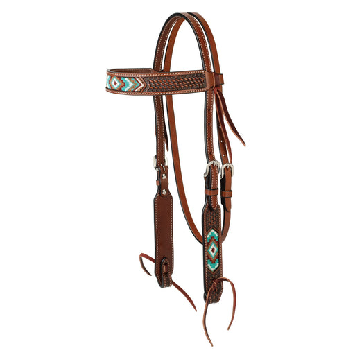 Weaver Beaded Browband Headstall Color Brown