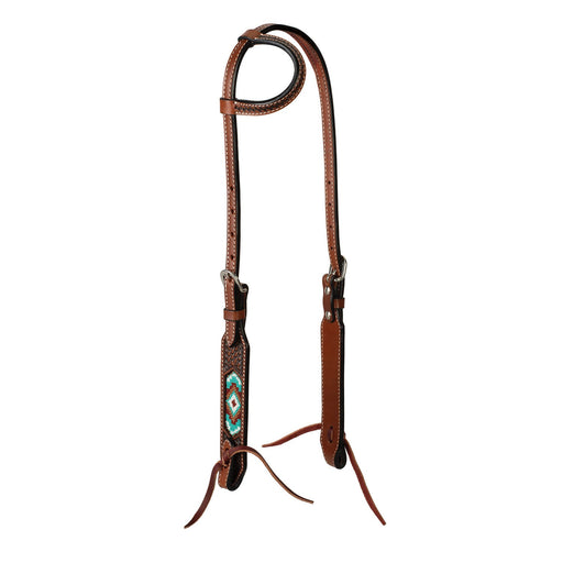 Weaver Beaded Sliding Ear Headstall Color Brown